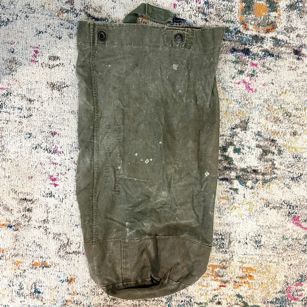 Vintage US Military Canvas Duffel Sea Bag Olive Drab Army Green USGI Gear